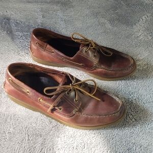 .Timberland Chestnut Brown Leather Boat Shoes Sz 10